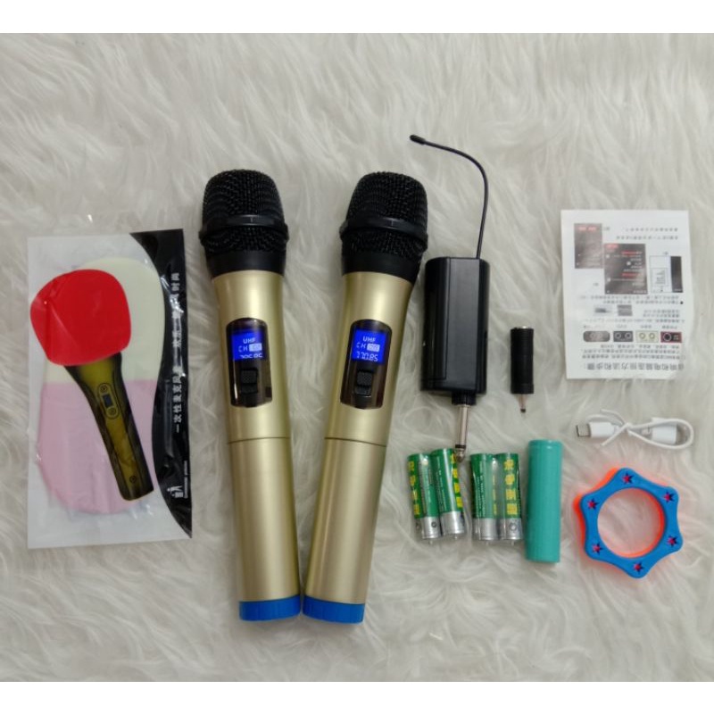 MB-002 Mic Wireless Double Sepasang Mic 2 Karaoke Dua Michrophone With Receiver System Set #mic#wireles#mickaraoke