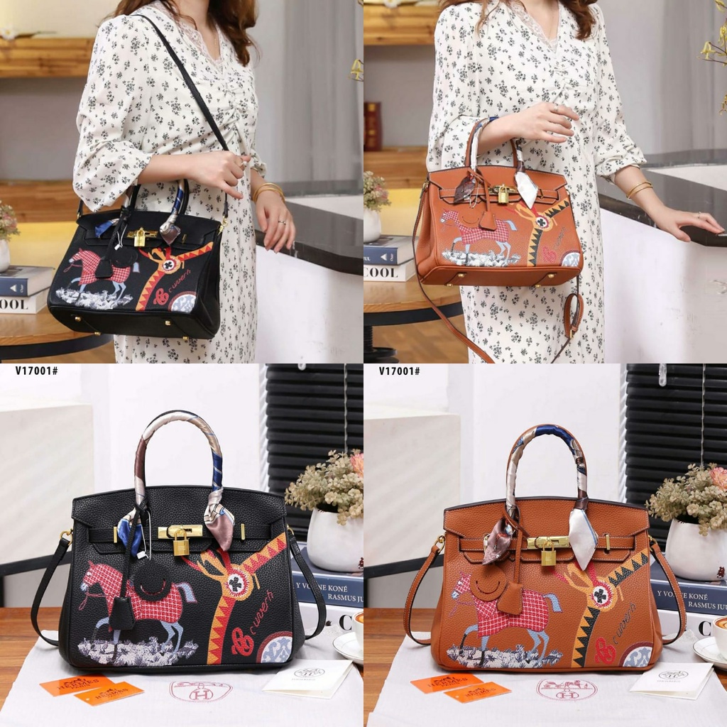 Tas HB 30 Printed Horse Togo Leather Handbag V17001
