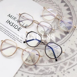 ♥TMALL88♥ Kacamata Bulat Lensa Transparan Kacamata Frame Kacamata Unisex