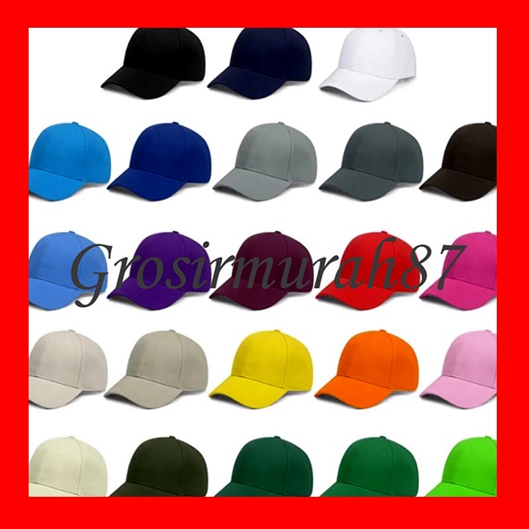 topi polos murah termurah baseball ring besi distro bahan twill hitam merah maroon biru navy hijau ready stok