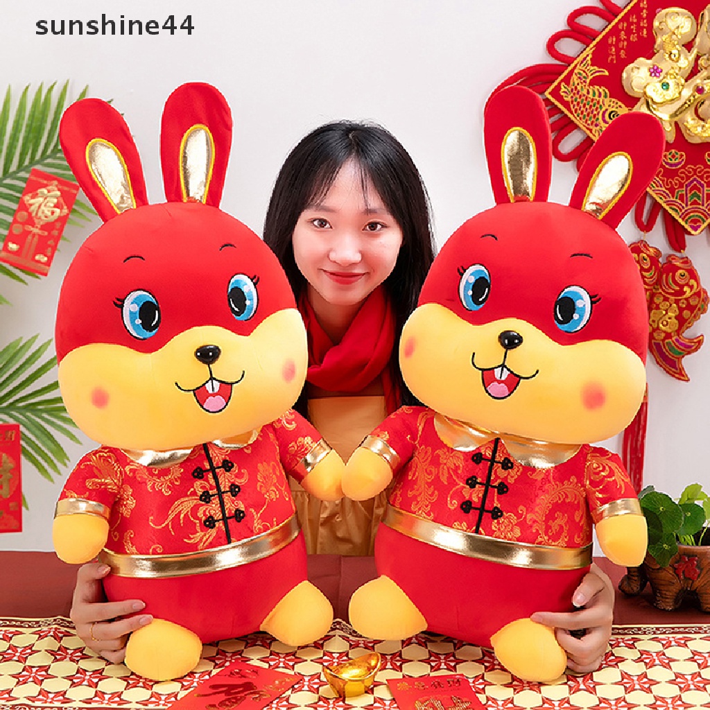 Sunshine 2023 Boneka Kelinci Keberuntungan Bahan Plush Gaya Cina Untuk Tahun Baru