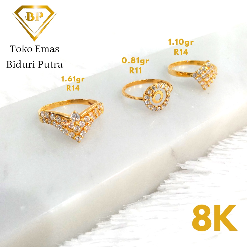 Cincin Emas Asli new model permata/ Kadar 8k/375