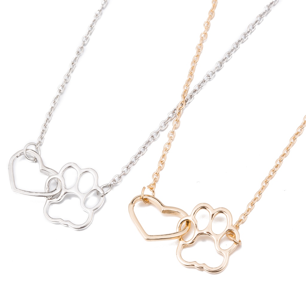 New Dog Claw Peach Heart Necklace ins Female Hollow Heart Collar Chain Popular in Europe and America