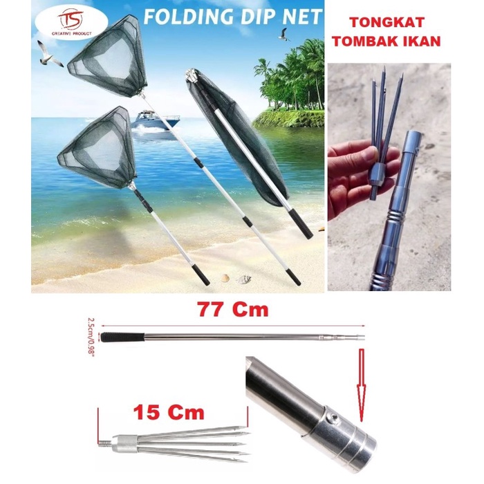 Jual Mudah Tanggok Serokan Jala Ikan Jaring Ikan Lipat Teleskopic ...