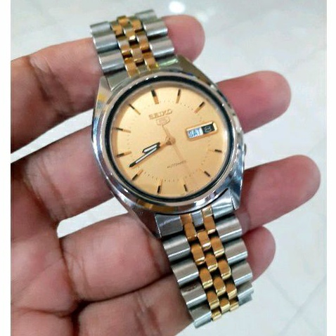 SEIKO 5 SNK Cal-7S26A. Gold Dial. (second,bekas,vintage,kuno,antik,lawas)