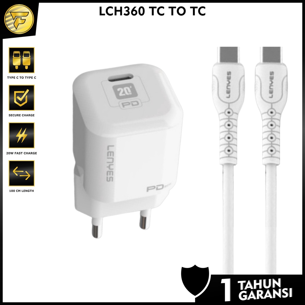 LENYES LCH360 charger PD 20W FAST CHARGING Power Delivery Kabel Data Type C to Type C - Type C to Lightning