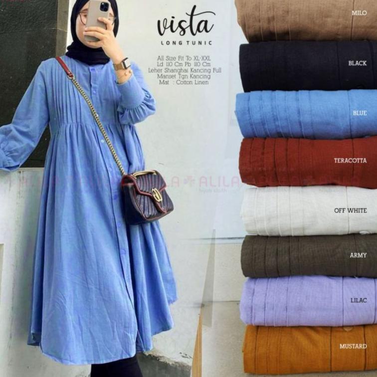 Atasan Wanita Tunik Polos Vista Long Tunik Ori Alila Ld 110 ◦ SBD.18Oc22ᴶ