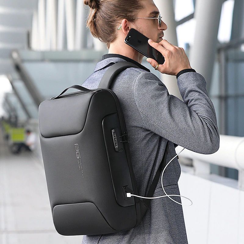 Bange Tas Ransel pria Tas Ransel Laptop Anti Theft USB Charging - BG-7216 - Black