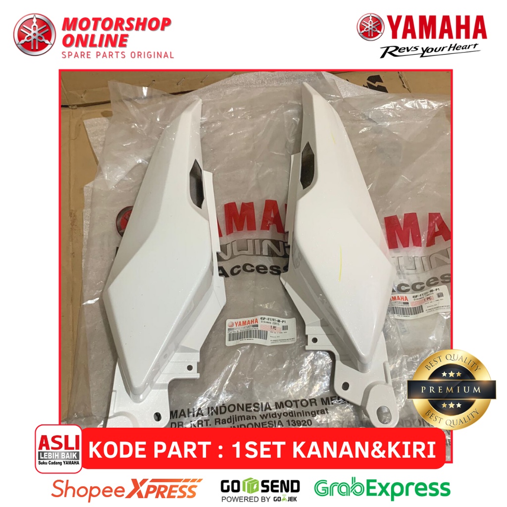 BODY BELAKANG COVER BODI SAMPING BELAKANG BYSON KARBU PUTIH 1 SET KANAN KIRI ASLI ORIGINAL YAMAHA