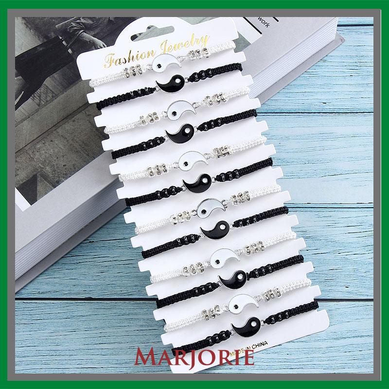 2pcs Gelang Magnet Couple Pasangan Bintang Heksagonal Yin Yang Tai Chi Dapat Disesuaikan Secara Manual /Couple Magnetic Attract Braided Gelang Aksesori-MJD