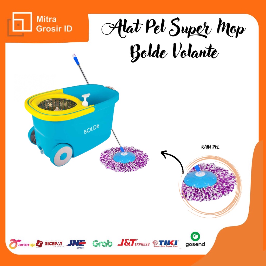 Alat Pel Super Mop Bolde Volante Stainless Roda