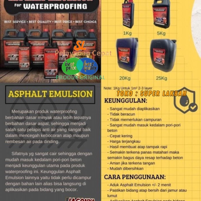 Cat Aspal Cair Anti Bocor Pelapis Dinding Dak Atap Keramik Anti Rembes Asphalt Emulsion 1KG Aspalt Waterproofing