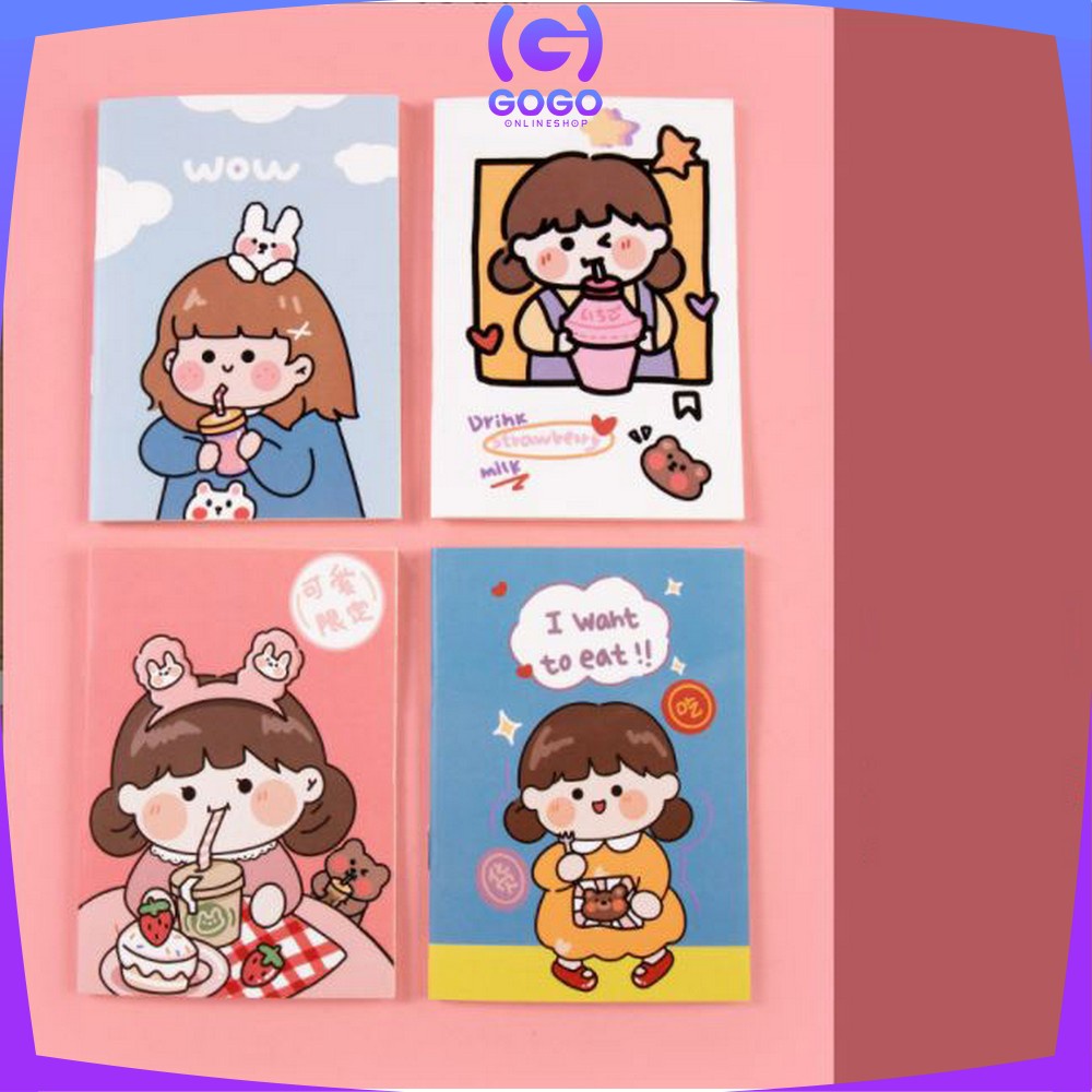 GOGO-A25 Buku Tulis Mini Notebook / Buku Tulis Memo Kecil Karton / Buku Catatan Cartoon Mini Book Lucu Anak Sekolah Import