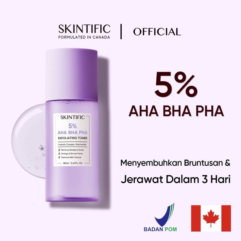 SKINTIFIC 5% AHS BHA PHA Exfoliating toner 80ml