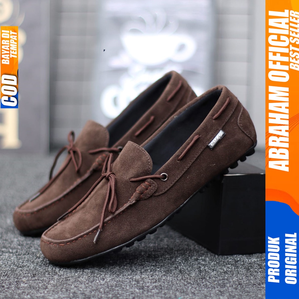 Sepatu Casual Slip On Pria Santai Kerja Kantor Hitam Abraham Rennes