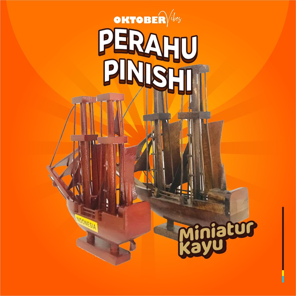 Miniatur Kapal / Perahu Pinisi Dewaruci Kayu &amp; Lidi