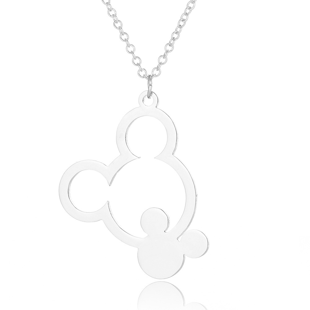 Kalung Rantai Bahan Stainless Steel Desain Mickey Mouse Hollow out Gaya Eropa Amerika