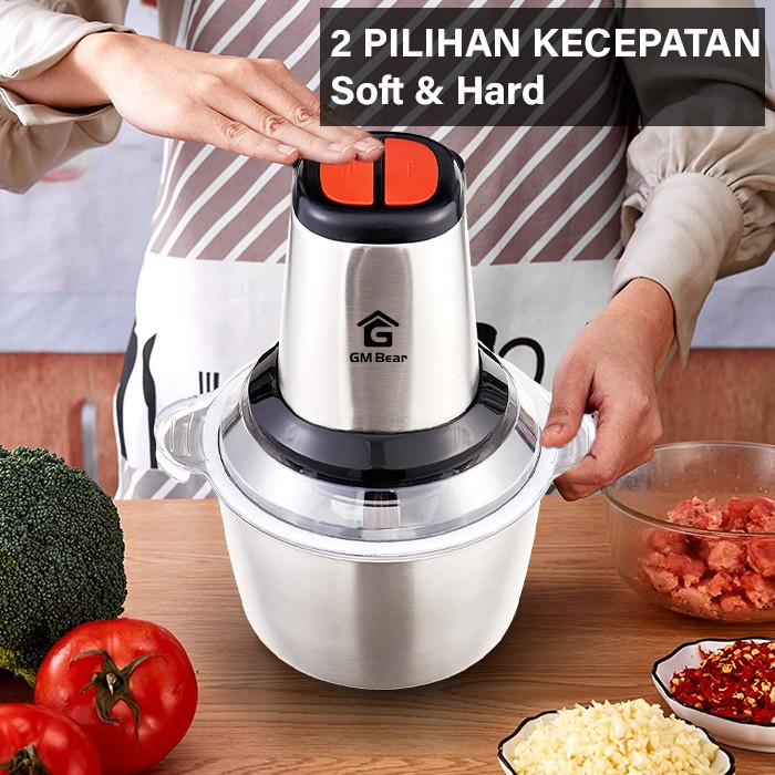 GM Bear Blender Elektrik Penggiling Daging Stainless Steel 2L 1254 - Chopper Meat Grinder