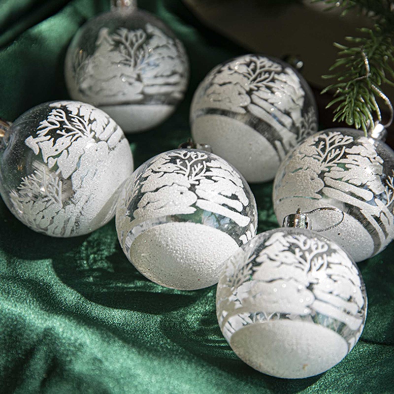 6pcs / Kotak Bola Gantung Untuk Dekorasi Pohon Natal