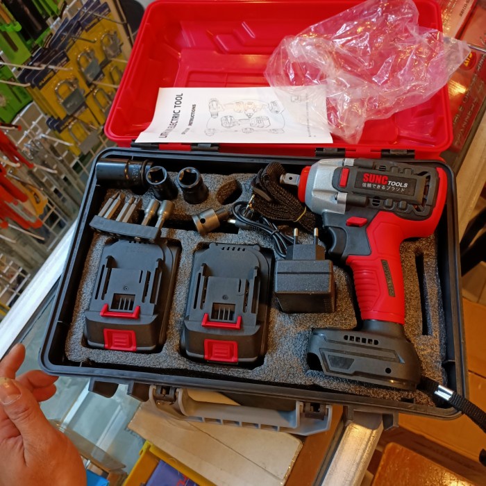 sunc tools 48f 2 bateray - impact wrench SUNC 48F box merah SUNC