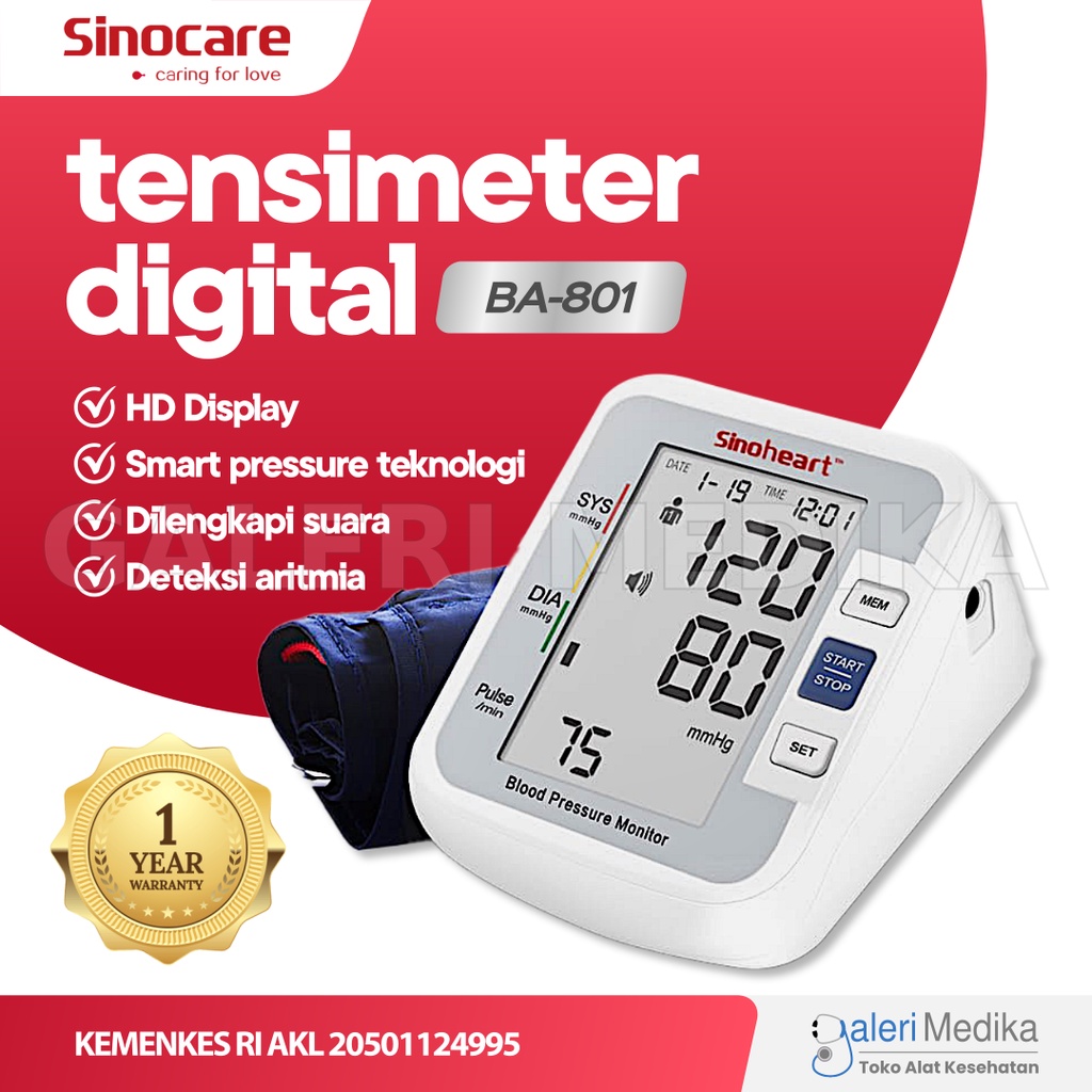 Sinocare BA-801 Tensimeter Digital - Alat Ukur Tekanan Darah