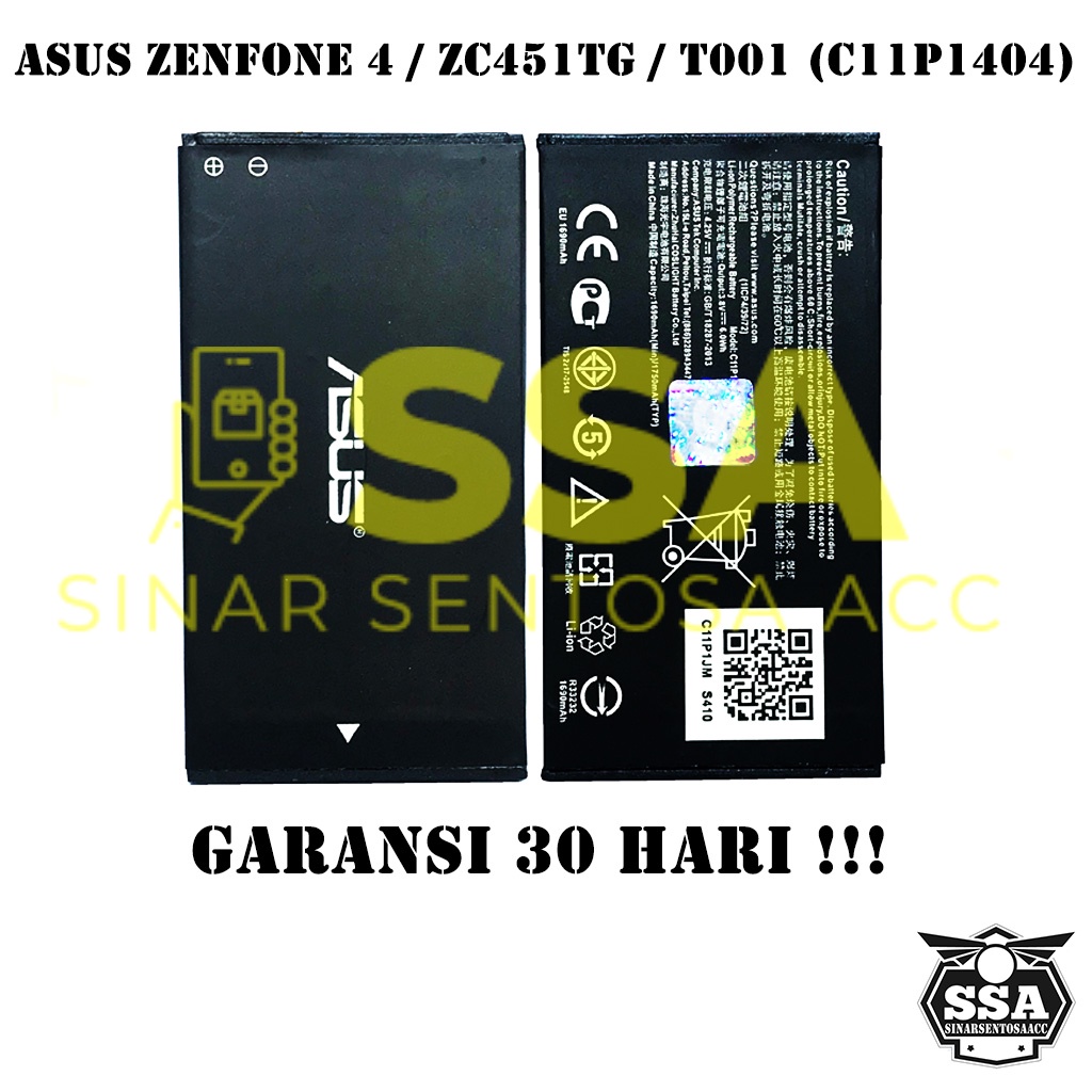 Baterai Original Asus Zenfone 4 ZC451TG T001 A400CG T00E C11P1404 OEM Batre Batrai Batrei Battery Ori HP Batu Batere Garansi Murah Awet