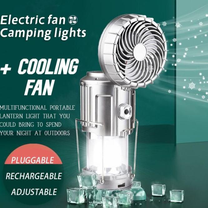 Lampu Lentera Led Emergency Camping + Kipas Angin 2In1 Portable Usb