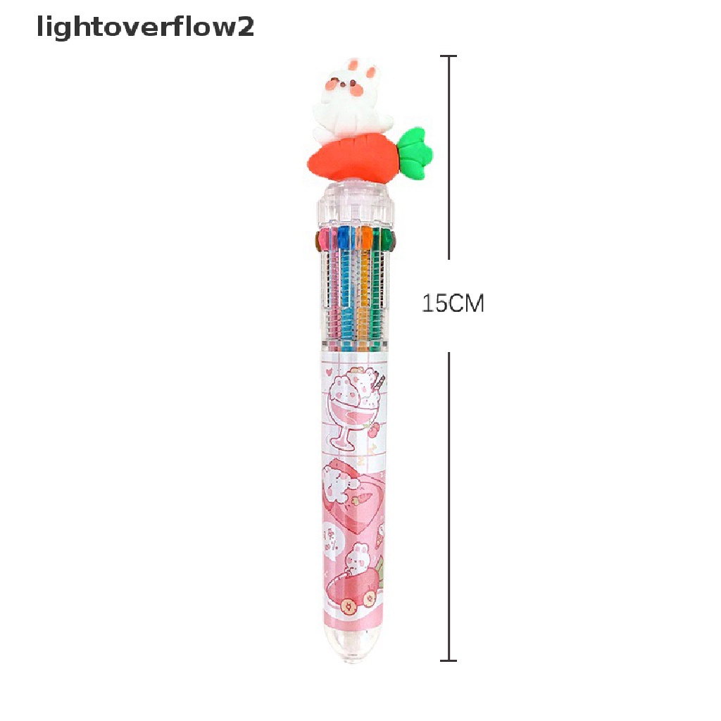 (lightoverflow2) 1pc / lot Bolpoin 10 Warna Motif Kartun Hewan Lucu Untuk Sekolah / Kantor