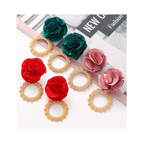 LRC Anting Tusuk Fashion Chiffon Cloth Lace Flower V3588X