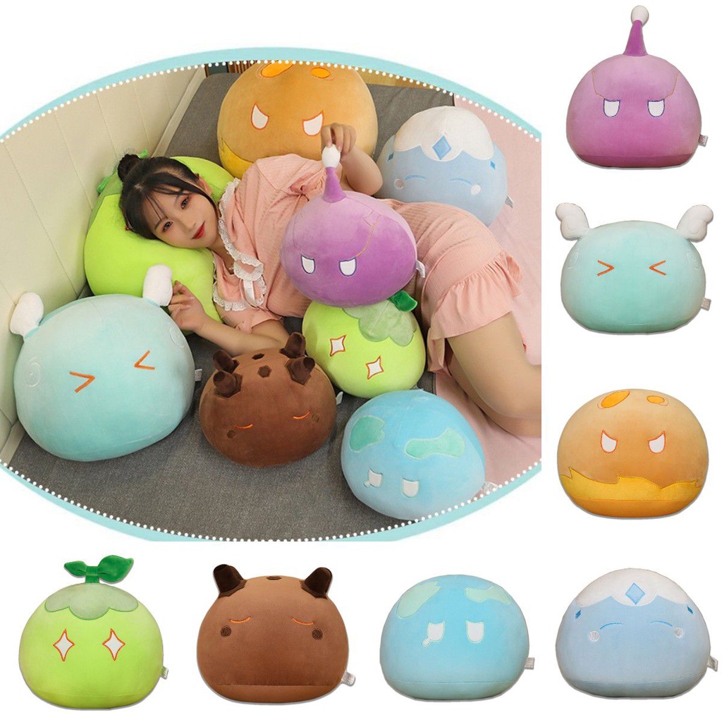 Impact Slimes Genshin Plush Toy Boneka Bantal Cushion Anemo Geo Pyro Cryo