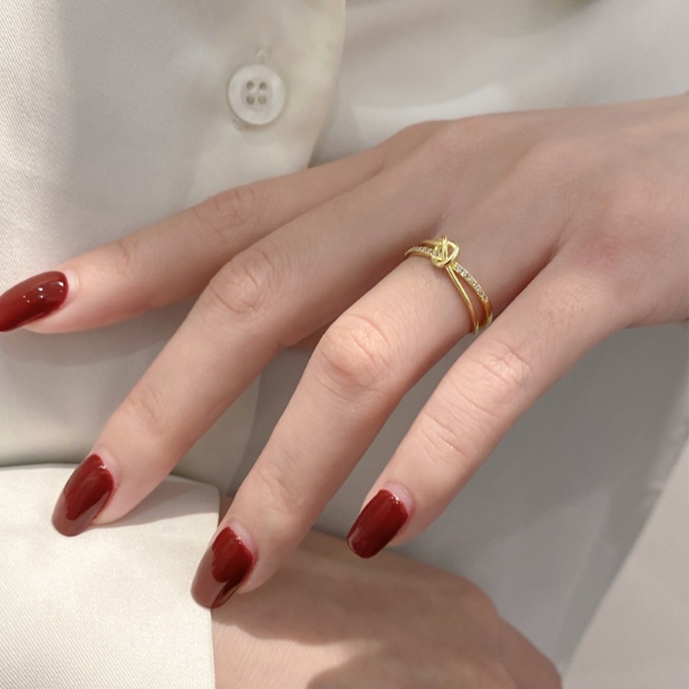 2022 Cincin Jari Telunjuk Wanita Model Terbuka Lapis Ganda Adjustable Hias Berlian Gaya Korea Untuk Hadiah