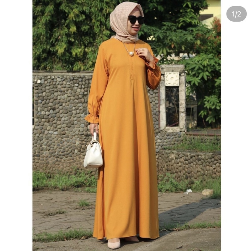 hafsah dress gamis polos simpel elegan Muslim