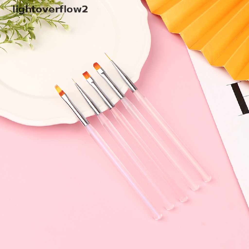(lightoverflow2) 1 / 5pcs / Set Kuas Lukis / Ukir Kutek Gel UV Untuk Nail Art DIY