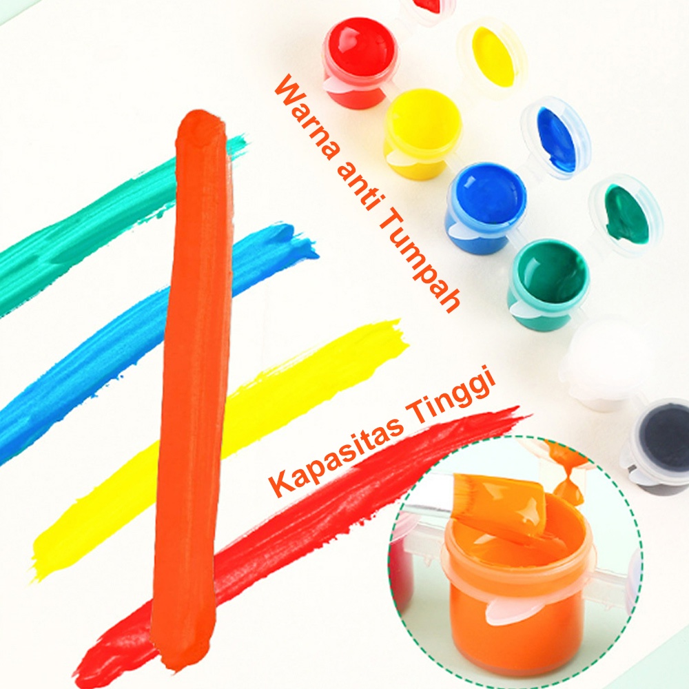 Mumystation Pot Cat Plastik Renteng 6x5ML Tabung Tempat Cat Acrylic Akrilik Paint Cup Strip