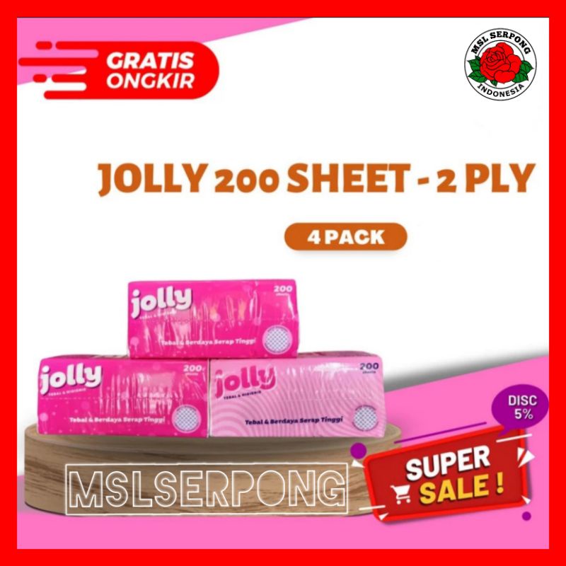 JOLLY BY PASEO 250s X 5 PCS TISSU WAJAH HALUS &amp; LEMBUT /  FACIAL TISSU / TISSU WAJAH