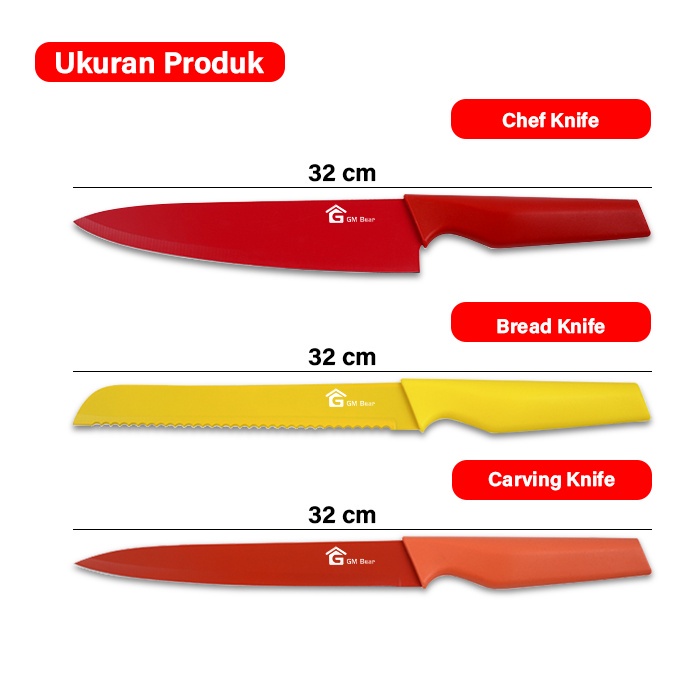 GM Bear Pisau Dapur Set (6 in 1) 1389 - Kitchen Knife Set Multicolor