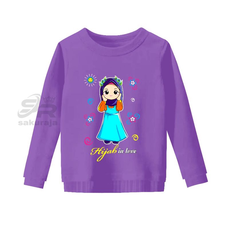 atasan hoodie anak/kaos lengan panjang anak gambar hijab/umur 3-11 tahun/bisa COD