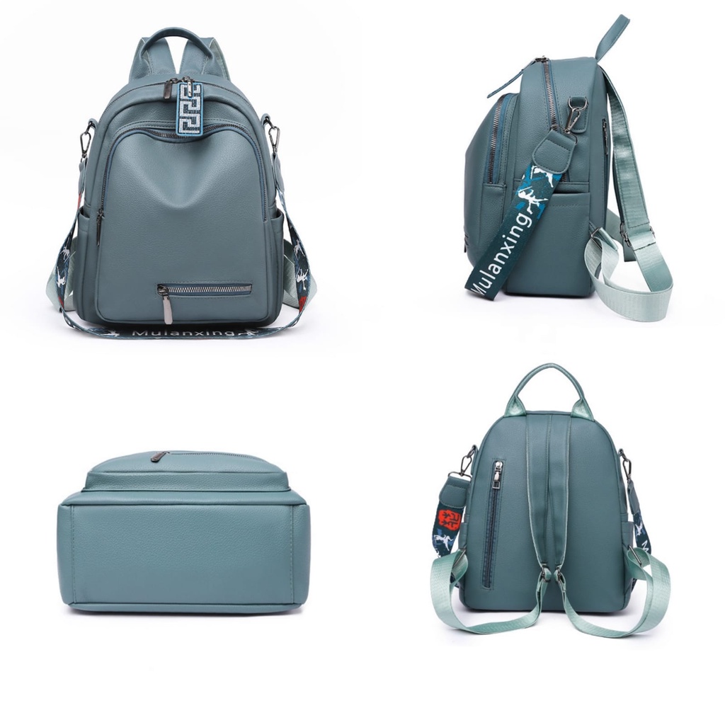 TAS RANSEL WANITA IMPORT KULIT BIRU SEFIDA BACKPACK CEWEK PREMIUM GENDONG KULIAH TA664B2 SEKOLAH KERJA FASHION BRANDED KOREA REMAJA KEKINIAN PUNGGUNG MURAH BATAM ORI