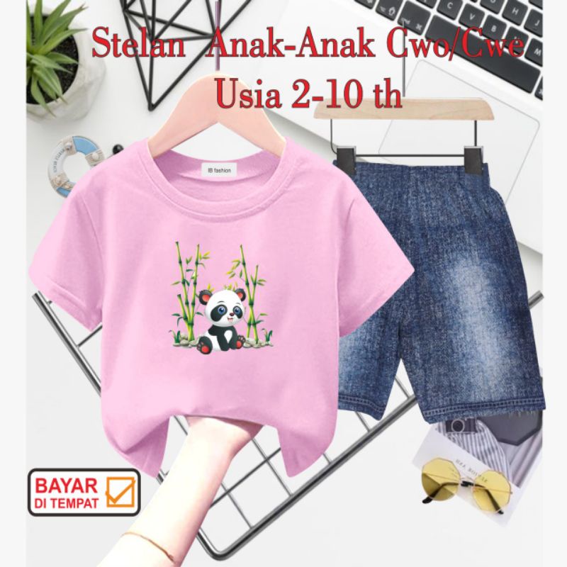 ((IB))SETELAN ANAK2 UNISEX SEMI JEANS/PANDA DIGITAL SABLON