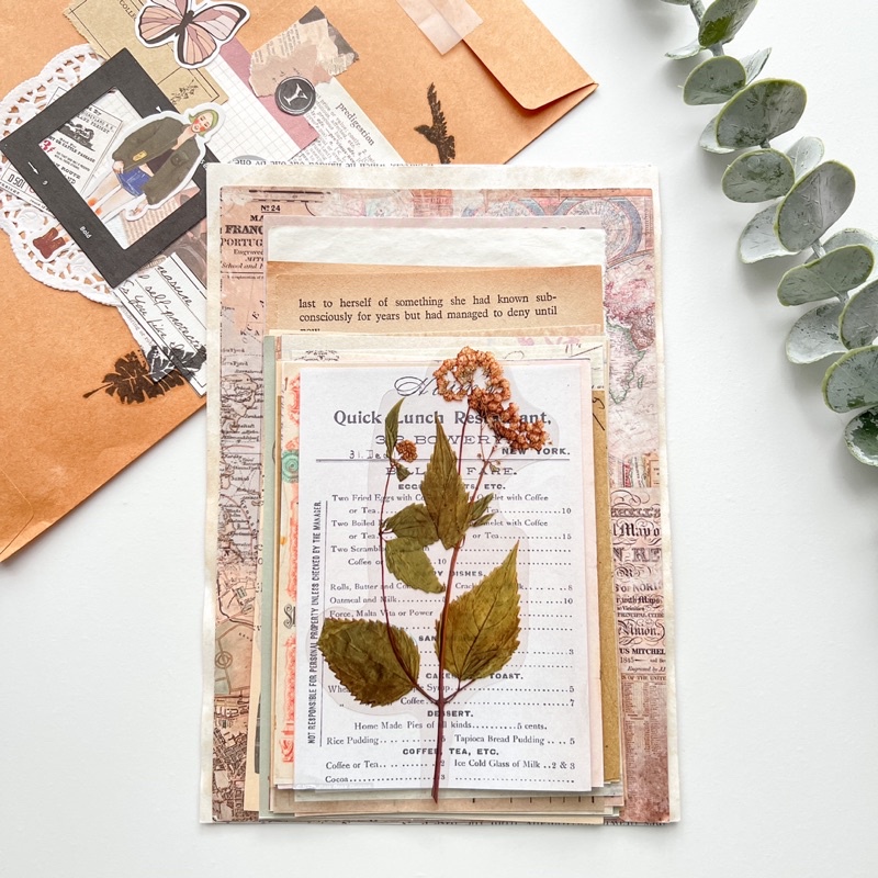 

30 pcs Big Vintage Paper/Sticker Pack untuk Journal/Scrapbook