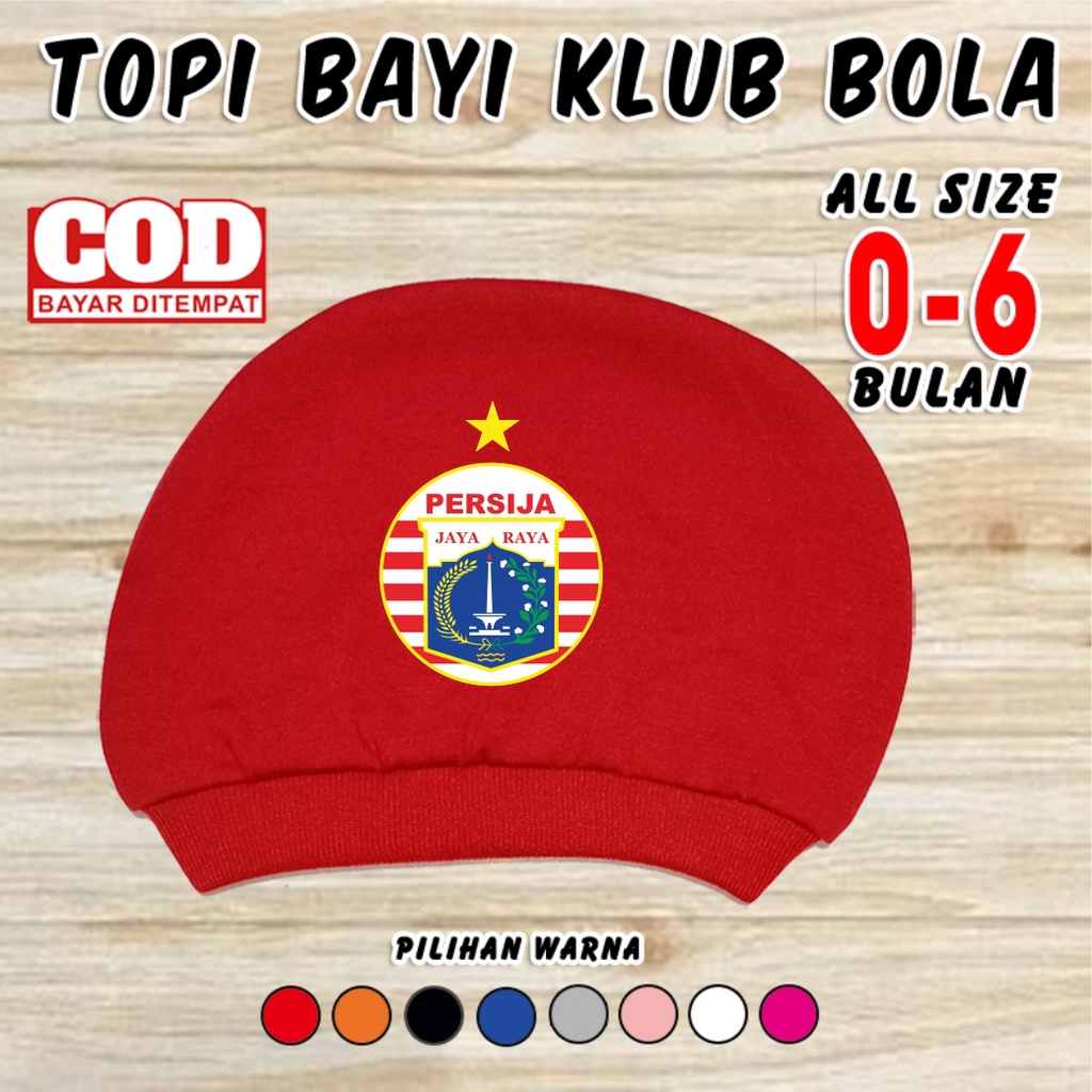 topi bayi klub bola Persija Jakarta kupluk bayi laki laki perempuan 0 6 bulan newborn baru lahir bab