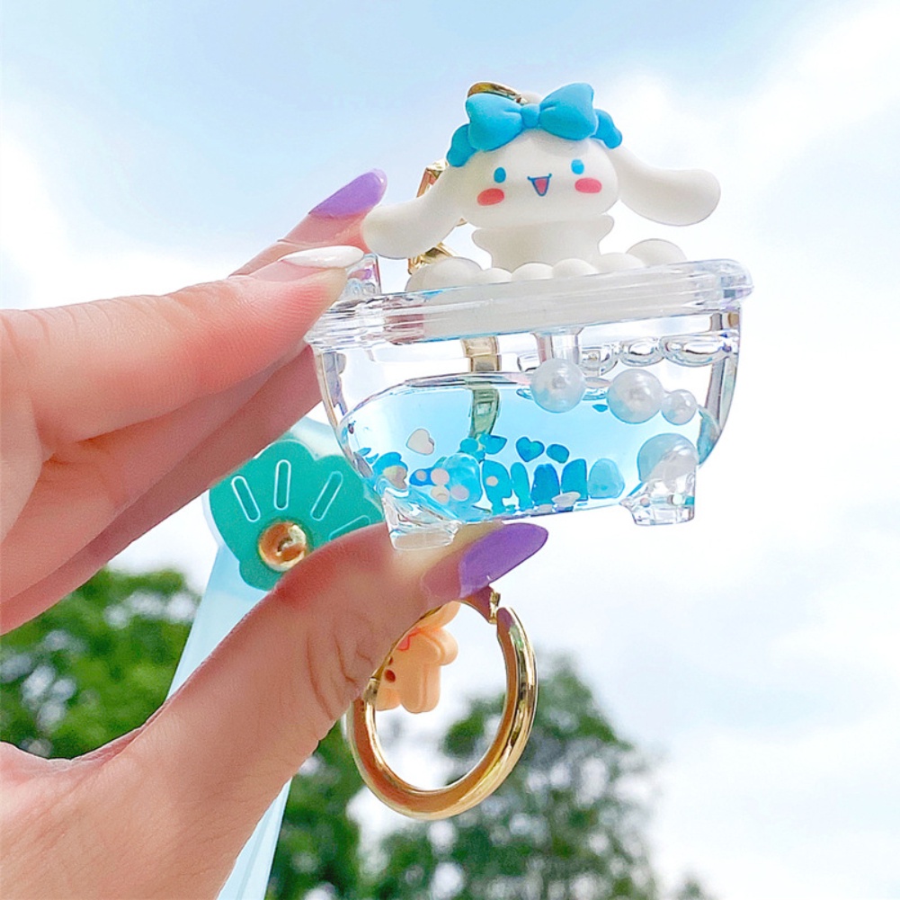 ღ Lucu Sanrio Gantungan Kunci Kartun Cinnamoroll Kuromi Minyak Pasir Mengalir Gantungan Kunci Mobil My Melody Tas Liontin Ornamen Anak Hadiah Mainan