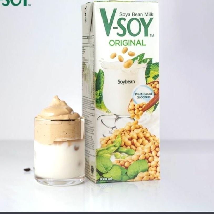 

TRCl2L6x--Vsoy Susu Kedelai Original / Multi Grain | V-soy Soya Milk 1 Liter UHT