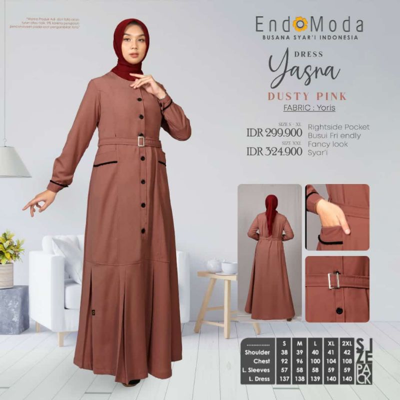 ENDOMODA DRESS YASNA GAMIS POLOS TERLARIS ORIGINAL