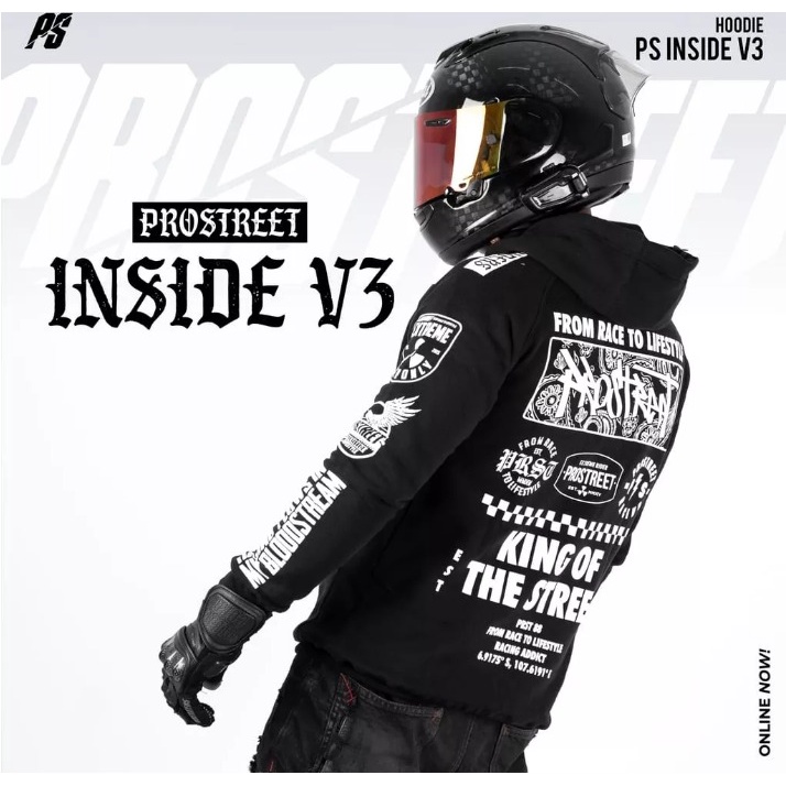 HOODIE PRIA PROSTREET ORIGINAL INSIDE V3 KING OF THE STREET BLACK NEW / HOODIE MOTOR PROSTREET INSID
