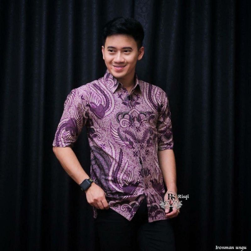 Baju Batik Pria Kemeja Batik Pendek Motif Mosaik