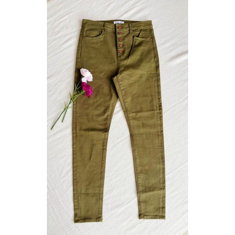 Loft high waist button front skinny Jeans (Army)