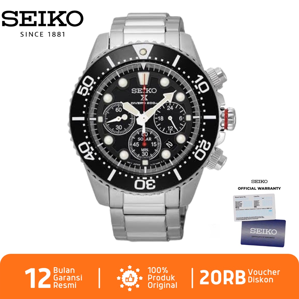 Seiko Solar SSC015 Jam Tangan Pria Seiko SSC015P1 Divers Chronograph