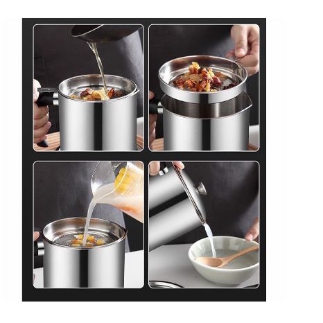 Oil Pot Wadah Saringan Minyak Stainless Steel Gelas Saringan Minyak / Tempat Saringan Minyak