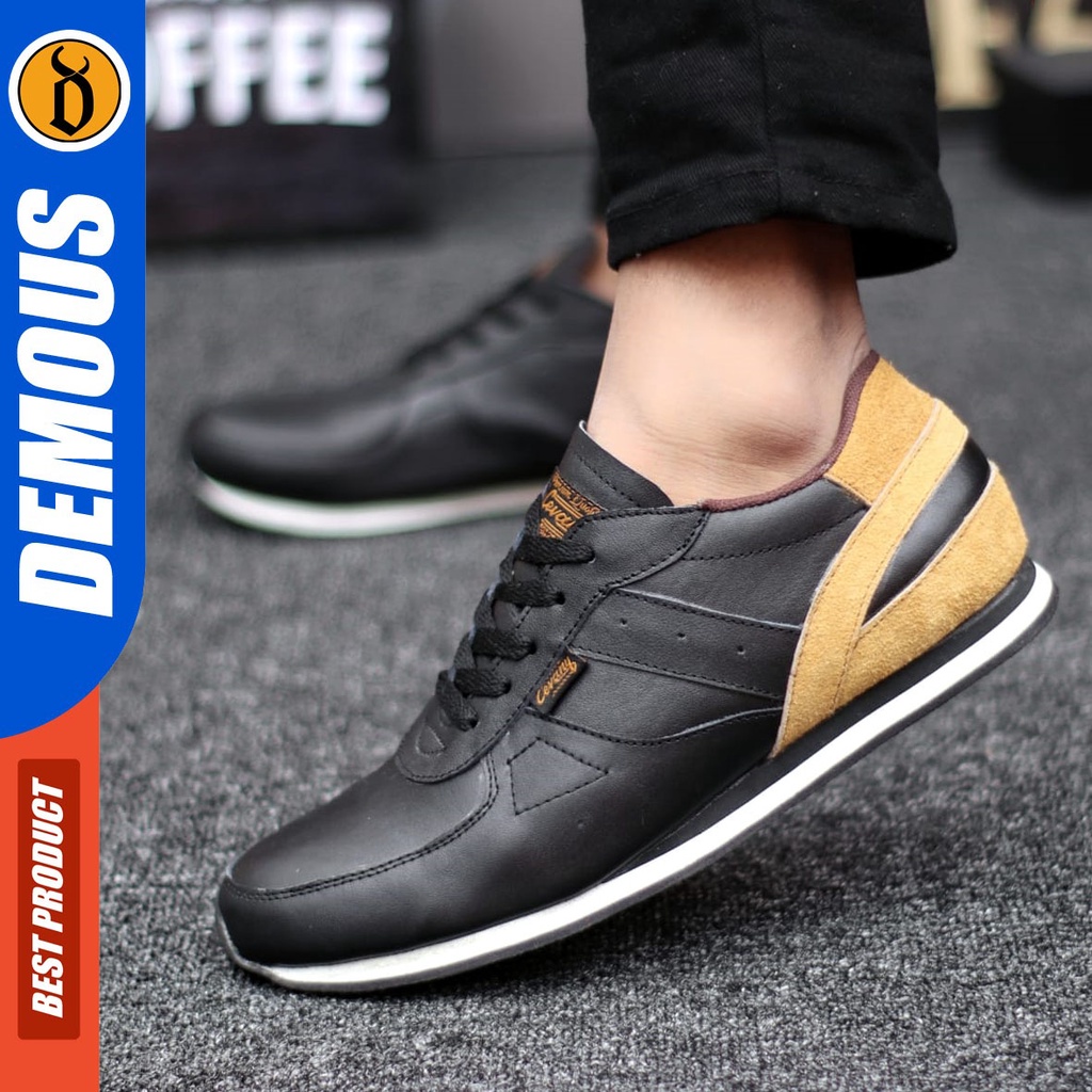 DEMOUS Jelal - Sepatu Sneakers Kulit Asli Tali Pria